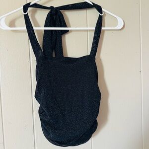 SHEIN Glitter Black Backless Top